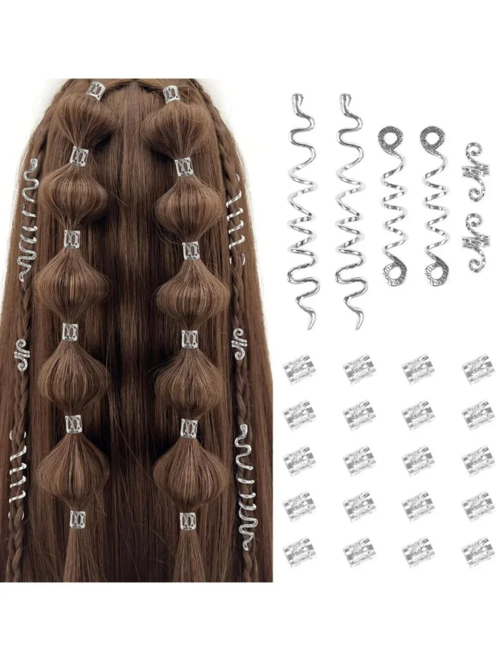 26pcs Gold Hair Accessories Set - Loc Jewelry, Dreadlock Beads & Snake Clips